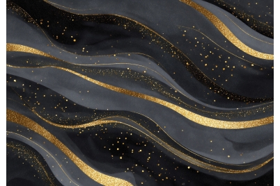 Фототапет Черни вълни злато